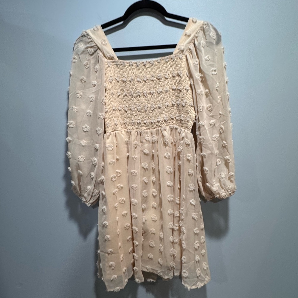 Simplee Apparel Beige Floral Long Sleeve Dress - Picture 5 of 6